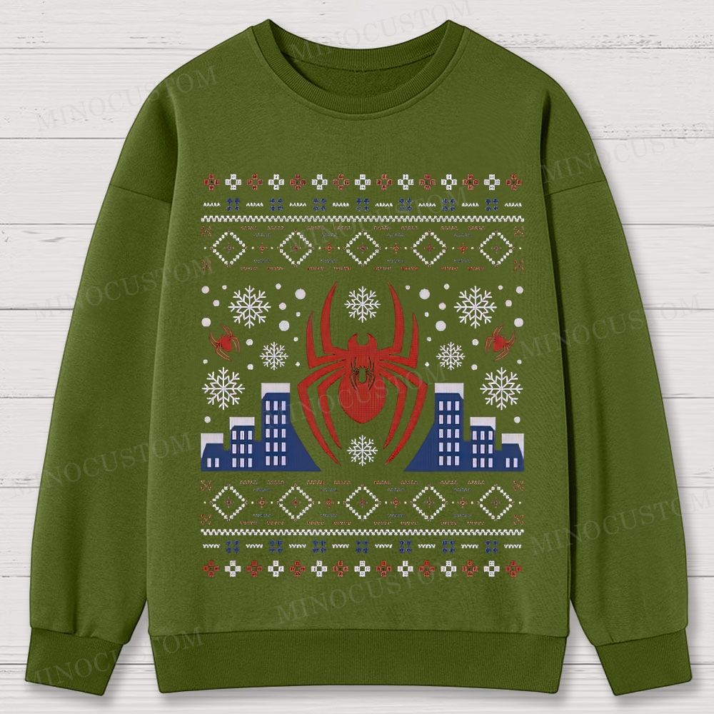 Spider-Man Christmas Ugly Sweater Style Cotton Sweatshirts