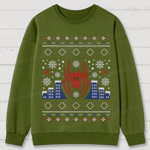 Spider-Man Christmas Ugly Sweater Style Cotton Sweatshirts