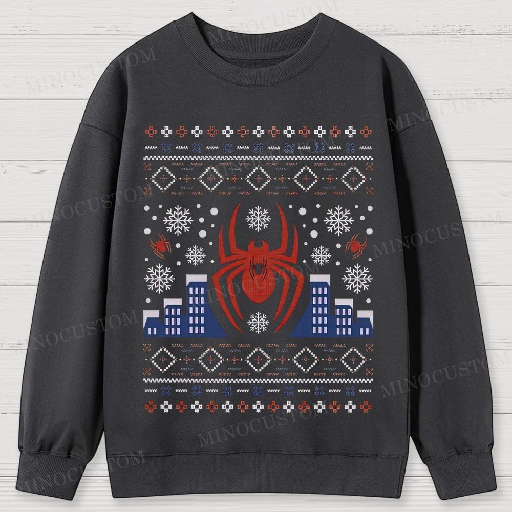 Spider-Man Christmas Ugly Sweater Style Cotton Sweatshirts