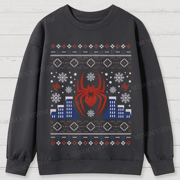 Spider-Man Christmas Ugly Sweater Style Cotton Sweatshirts