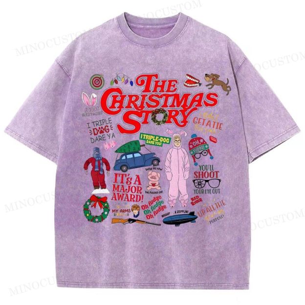 A Christmas Story Holiday Comedy Retro Collage Graphic Washed T-Shirt 