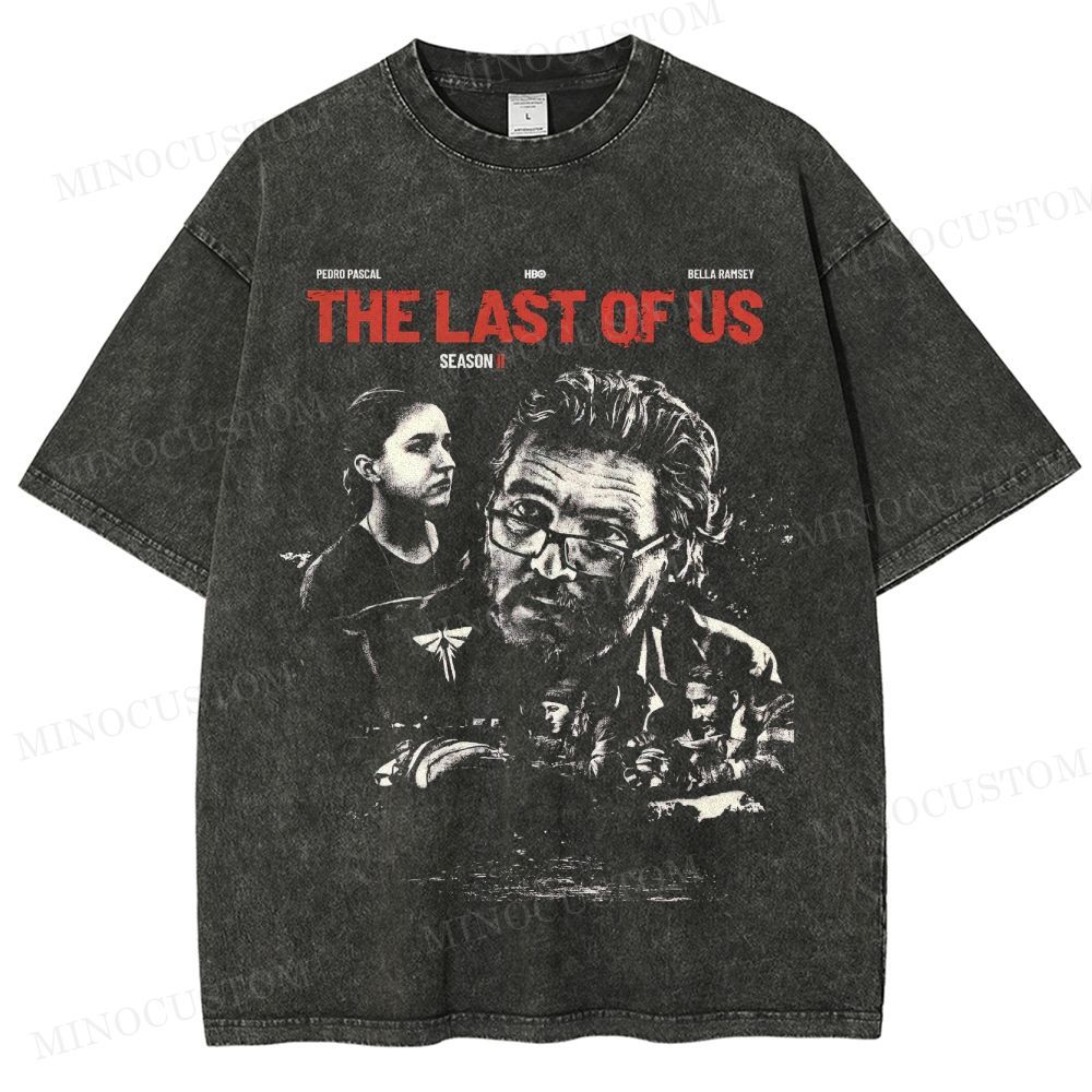 The Last of Us Season II Post-Apocalyptic Drama Retro Collage Graphic Washed T-Shirt 