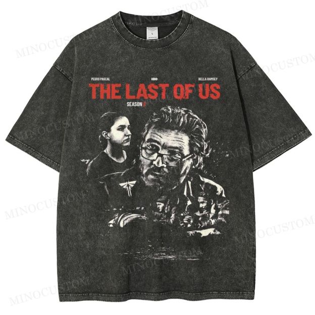 The Last of Us Season II Post-Apocalyptic Drama Retro Collage Graphic Washed T-Shirt 