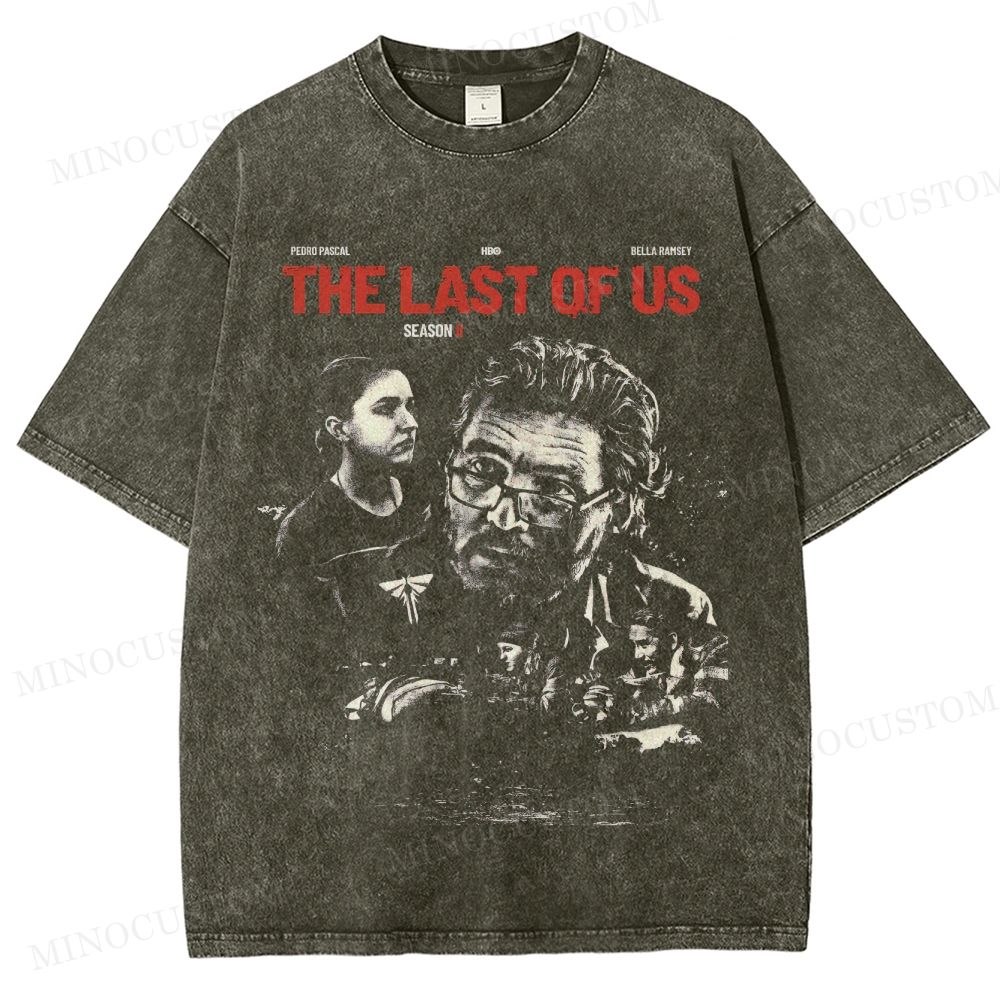 The Last of Us Season II Post-Apocalyptic Drama Retro Collage Graphic Washed T-Shirt 