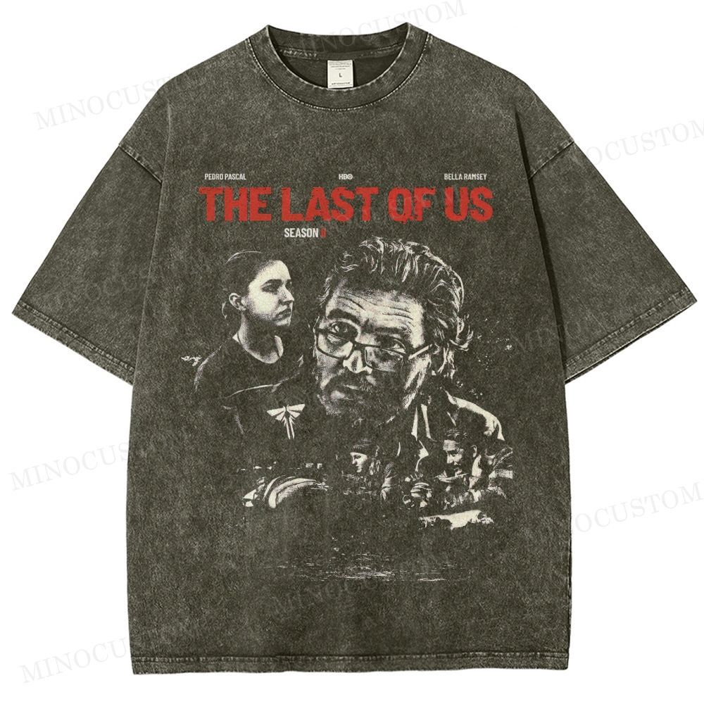 The Last of Us Season II Post-Apocalyptic Drama Retro Collage Graphic Washed T-Shirt