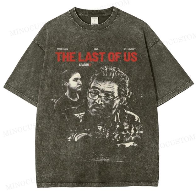 The Last of Us Season II Post-Apocalyptic Drama Retro Collage Graphic Washed T-Shirt 