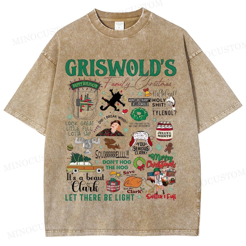 National Lampoon's Christmas Vacation Holiday Comedy Retro Collage Graphic Washed T-Shirt