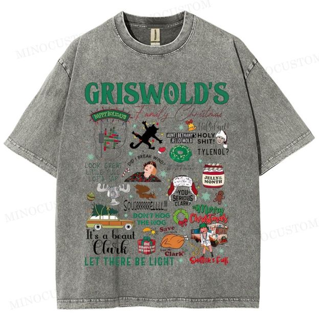 National Lampoon's Christmas Vacation Holiday Comedy Retro Collage Graphic Washed T-Shirt