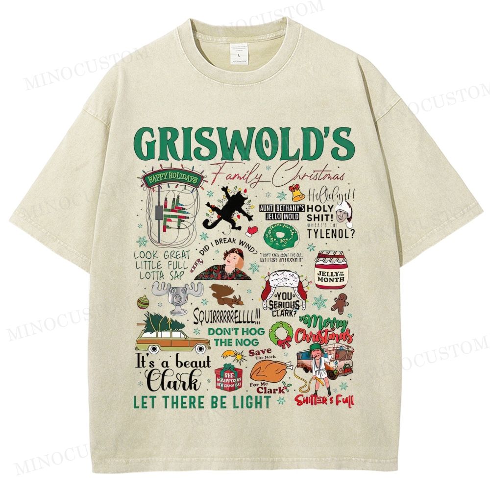 National Lampoon's Christmas Vacation Holiday Comedy Retro Collage Graphic Washed T-Shirt