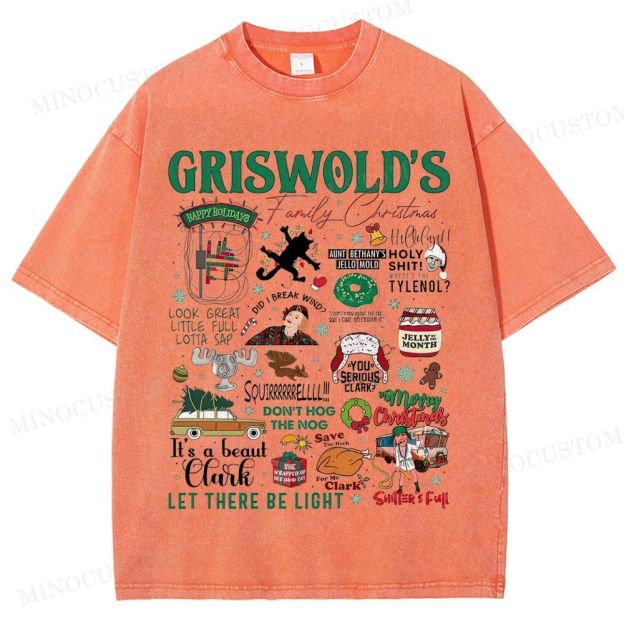National Lampoon's Christmas Vacation Holiday Comedy Retro Collage Graphic Washed T-Shirt