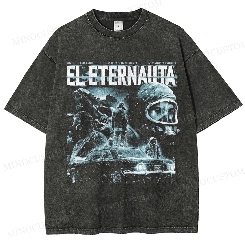 El Eternauta Sci-Fi Post-Apocalyptic Retro Collage Graphic Washed T-Shirt 