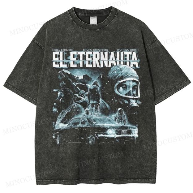 El Eternauta Sci-Fi Post-Apocalyptic Retro Collage Graphic Washed T-Shirt 