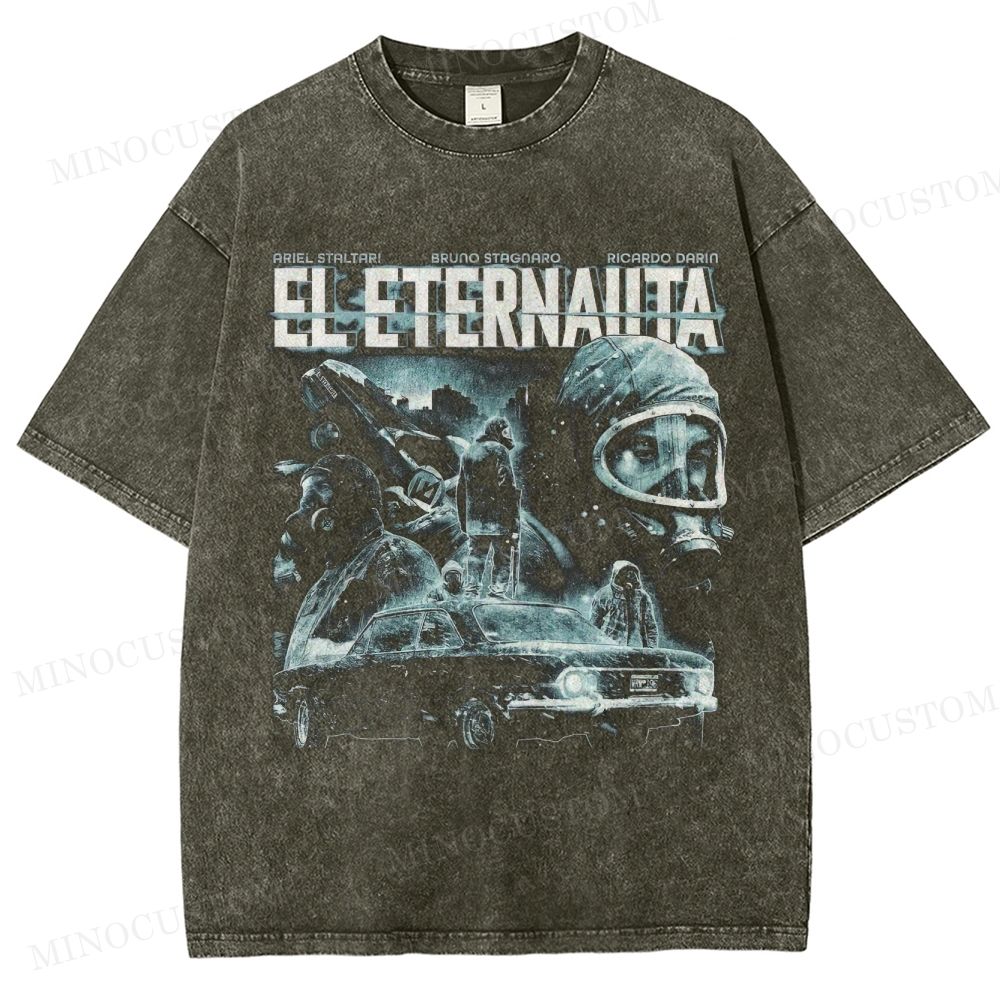 El Eternauta Sci-Fi Post-Apocalyptic Retro Collage Graphic Washed T-Shirt 