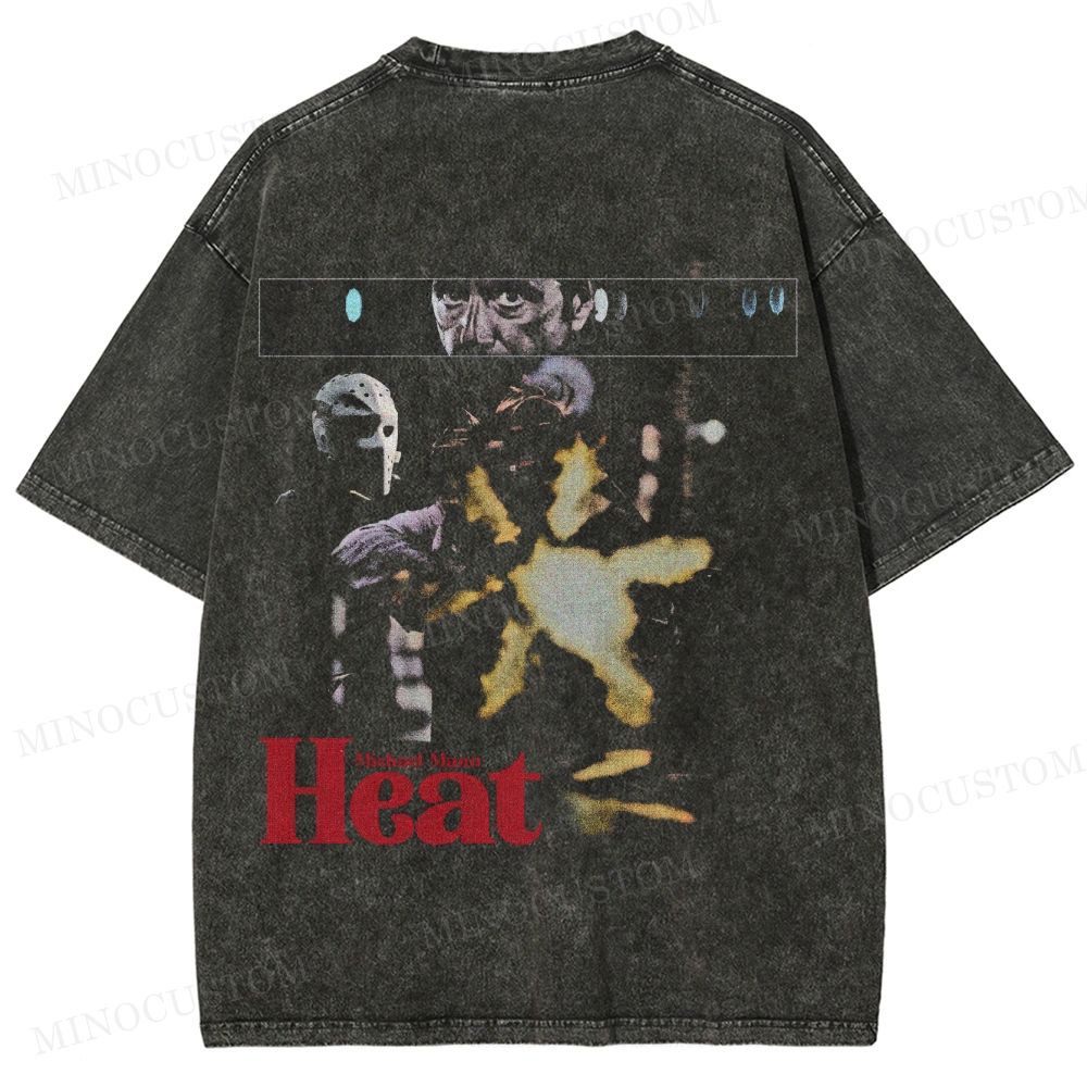 Heat Crime Thriller Retro Collage Graphic Washed T-Shirt