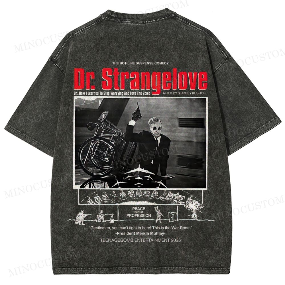 Dr. Strangelove Satirical Comedy Retro Collage Graphic Washed T-Shirt