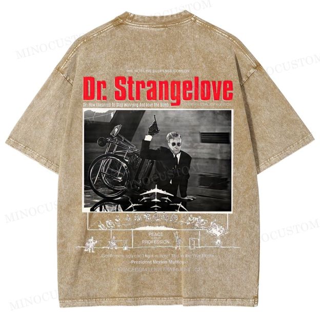 Dr. Strangelove Satirical Comedy Retro Collage Graphic Washed T-Shirt
