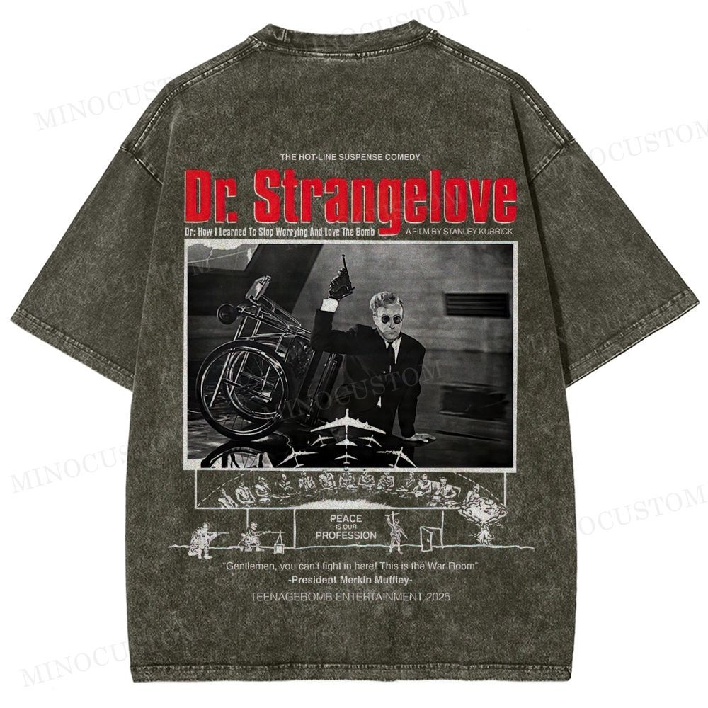 Dr. Strangelove Satirical Comedy Retro Collage Graphic Washed T-Shirt