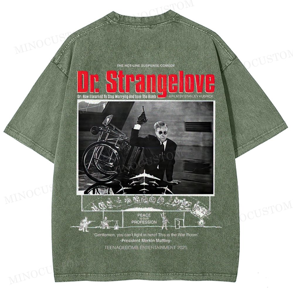 Dr. Strangelove Satirical Comedy Retro Collage Graphic Washed T-Shirt
