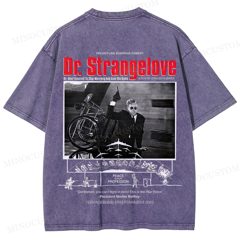 Dr. Strangelove Satirical Comedy Retro Collage Graphic Washed T-Shirt