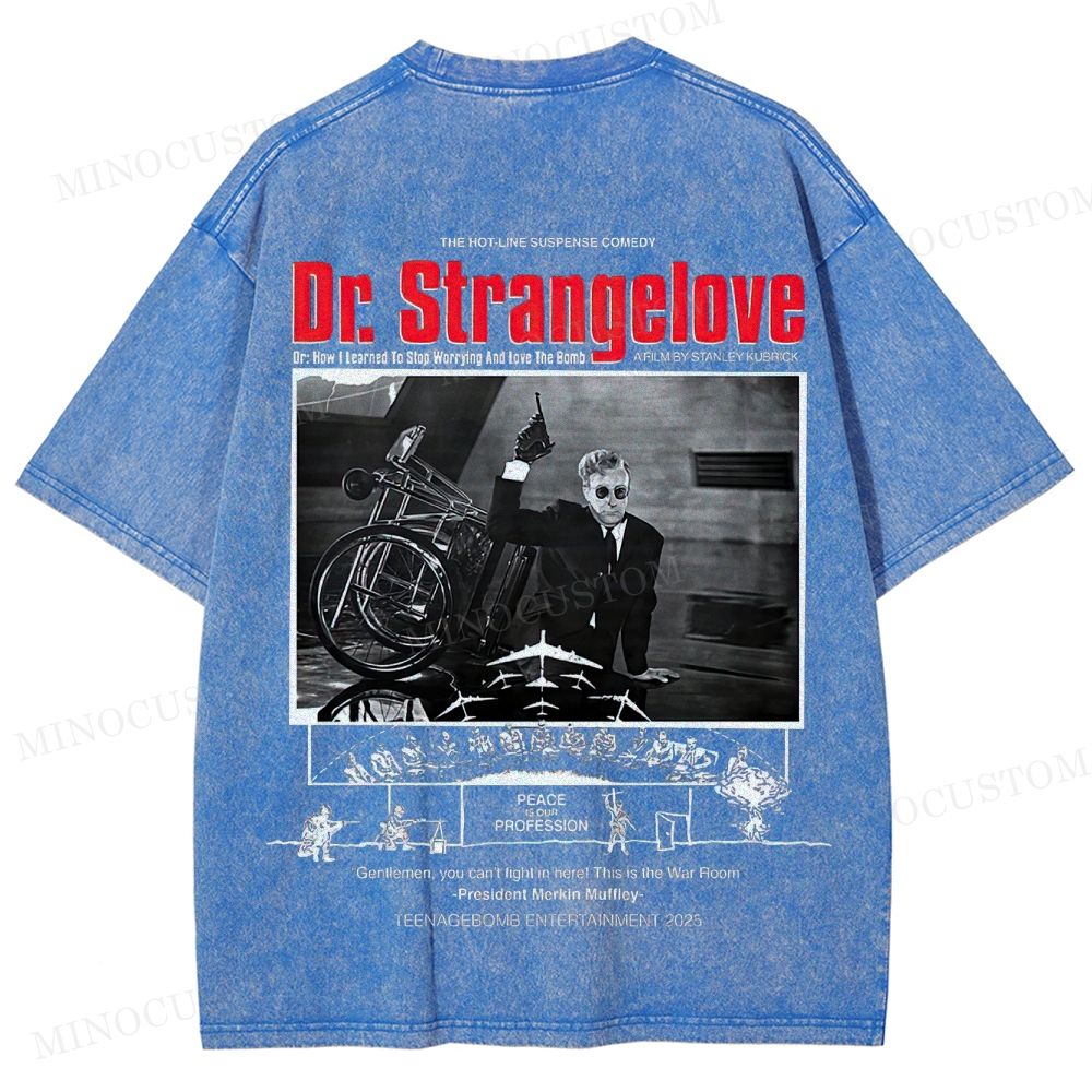 Dr. Strangelove Satirical Comedy Retro Collage Graphic Washed T-Shirt