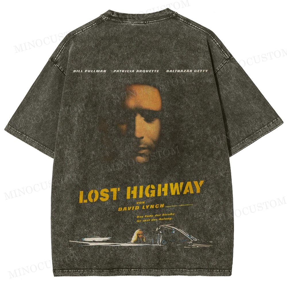 Lost Highway Psychological Thriller Retro Poster GraphicWashed T-Shirt