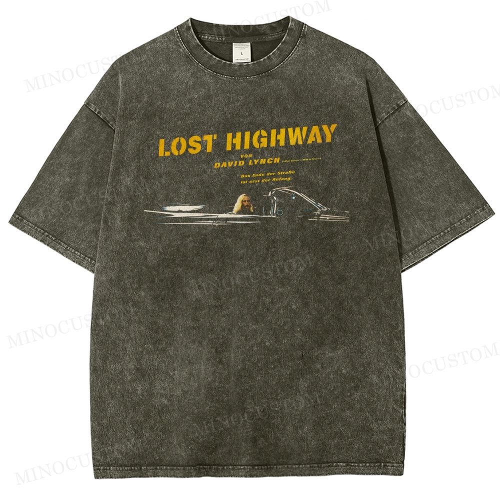 Lost Highway Psychological Thriller Retro Poster GraphicWashed T-Shirt