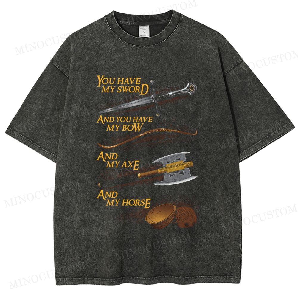 The Lord of the Rings Fantasy Retro Quote & Props Graphic Washed T-Shirt