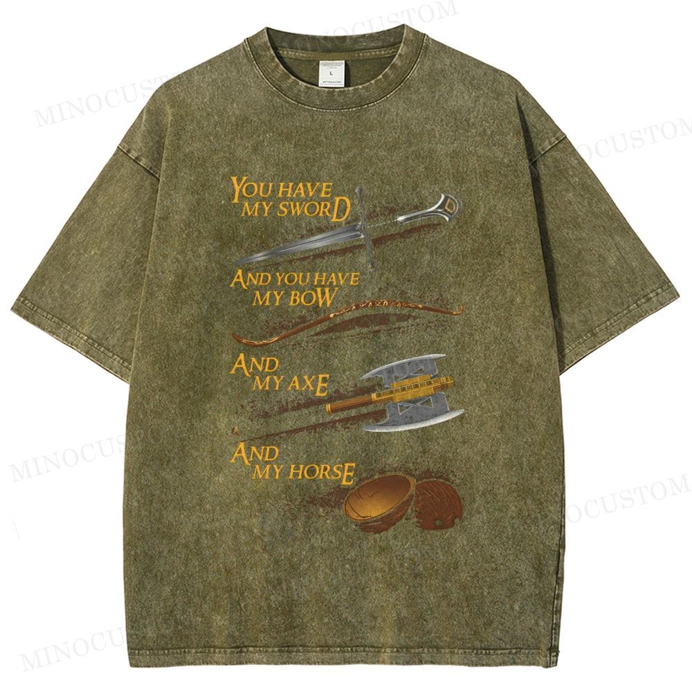The Lord of the Rings Fantasy Retro Quote & Props Graphic Washed T-Shirt