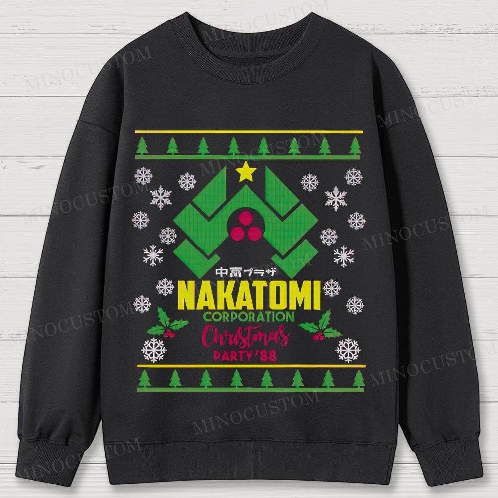 Die Hard Action Thriller "Nakatomi Corporation Christmas Party '88" Ugly Sweater Style Cotton Sweatshirts 