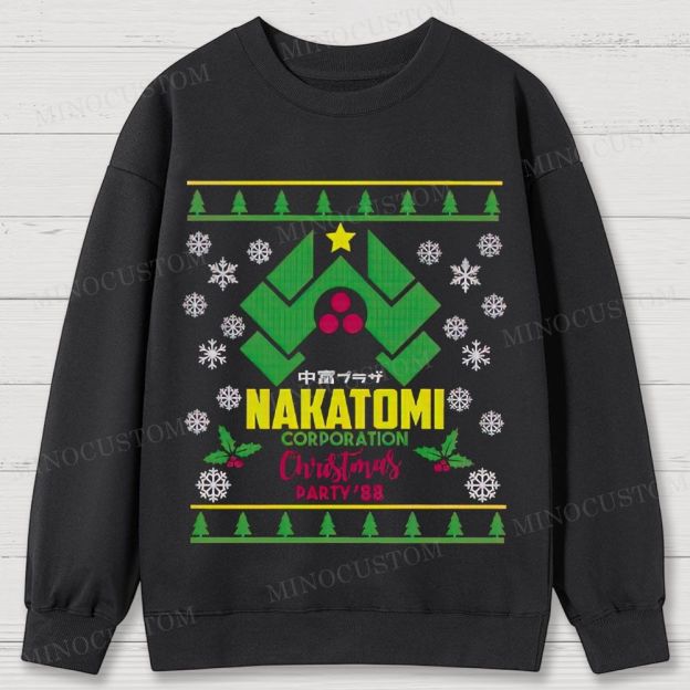 Die Hard Action Thriller "Nakatomi Corporation Christmas Party '88" Ugly Sweater Style Cotton Sweatshirts 