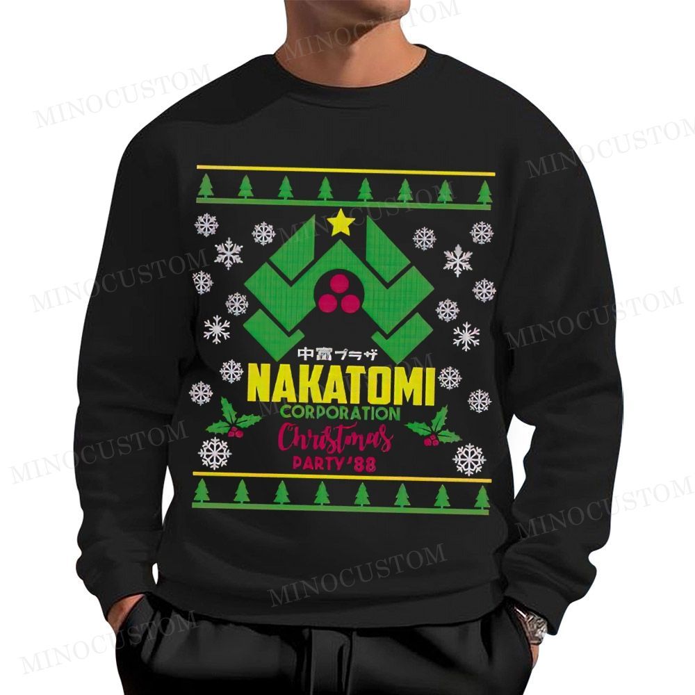Die Hard Action Thriller "Nakatomi Corporation Christmas Party '88" Ugly Sweater Style Cotton Sweatshirts 