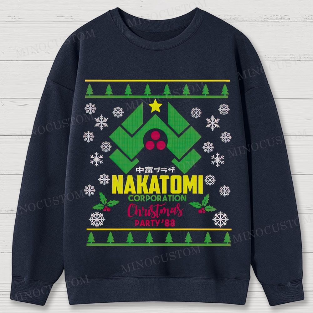Die Hard Action Thriller "Nakatomi Corporation Christmas Party '88" Ugly Sweater Style Cotton Sweatshirts 