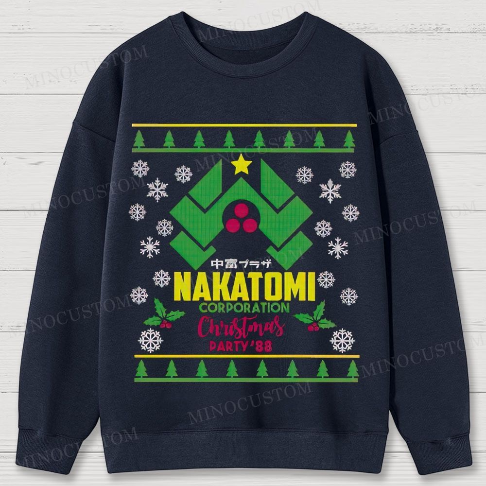 Die Hard Action Thriller "Nakatomi Corporation Christmas Party '88" Ugly Sweater Style Cotton Sweatshirts 