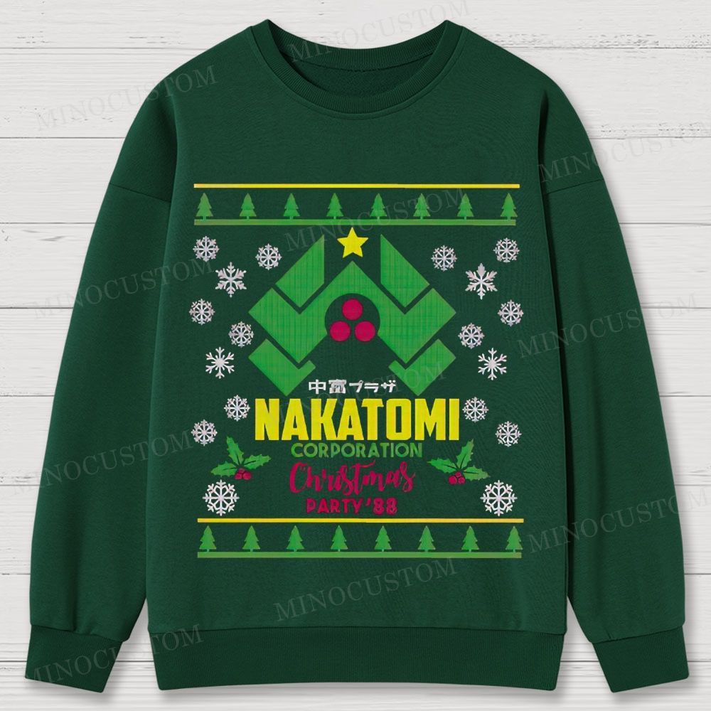 Die Hard Action Thriller "Nakatomi Corporation Christmas Party '88" Ugly Sweater Style Cotton Sweatshirts 