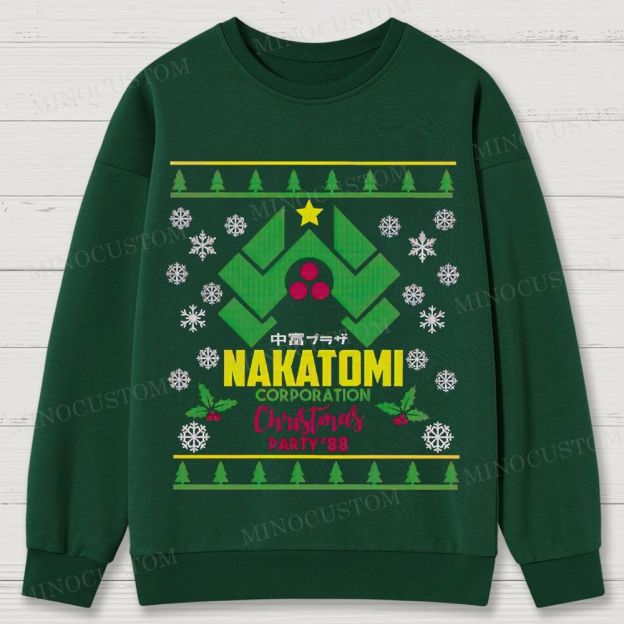 Die Hard Action Thriller "Nakatomi Corporation Christmas Party '88" Ugly Sweater Style Cotton Sweatshirts 