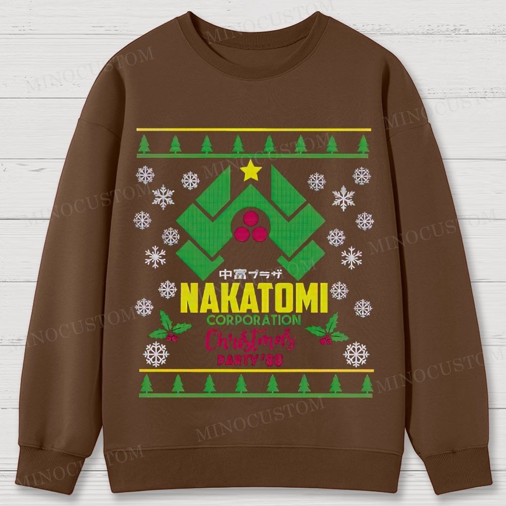 Die Hard Action Thriller "Nakatomi Corporation Christmas Party '88" Ugly Sweater Style Cotton Sweatshirts