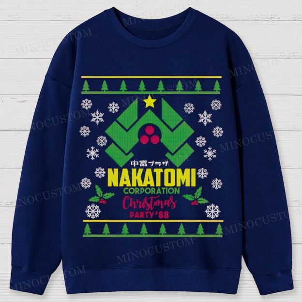 Die Hard Action Thriller "Nakatomi Corporation Christmas Party '88" Ugly Sweater Style Cotton Sweatshirts 