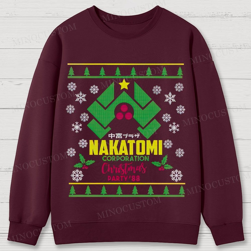 Die Hard Action Thriller "Nakatomi Corporation Christmas Party '88" Ugly Sweater Style Cotton Sweatshirts 