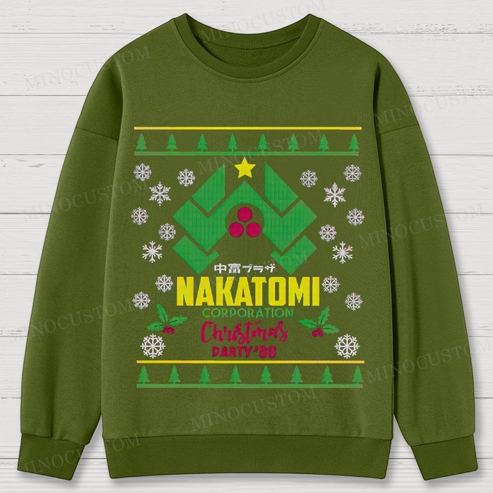Die Hard Action Thriller "Nakatomi Corporation Christmas Party '88" Ugly Sweater Style Cotton Sweatshirts 