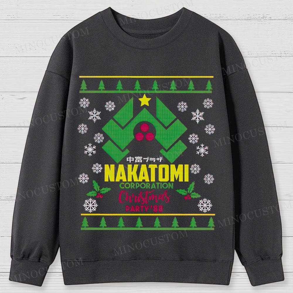 Die Hard Action Thriller "Nakatomi Corporation Christmas Party '88" Ugly Sweater Style Cotton Sweatshirts 