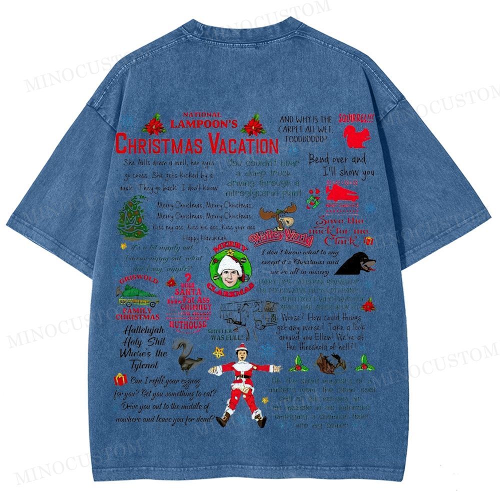 National Lampoon's Christmas Vacation Holiday Comedy Retro Collage Graphic Washed T-Shirt 