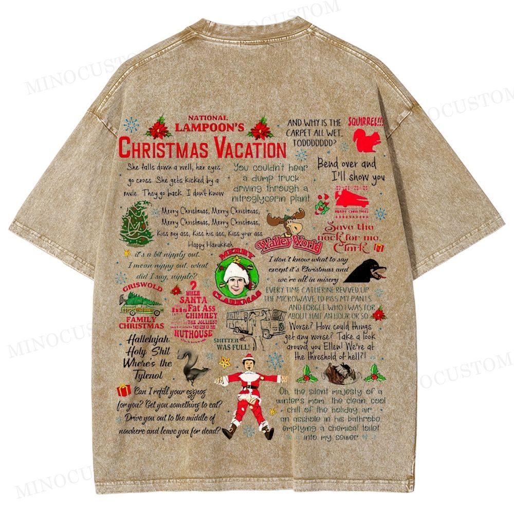 National Lampoon's Christmas Vacation Holiday Comedy Retro Collage Graphic Washed T-Shirt 