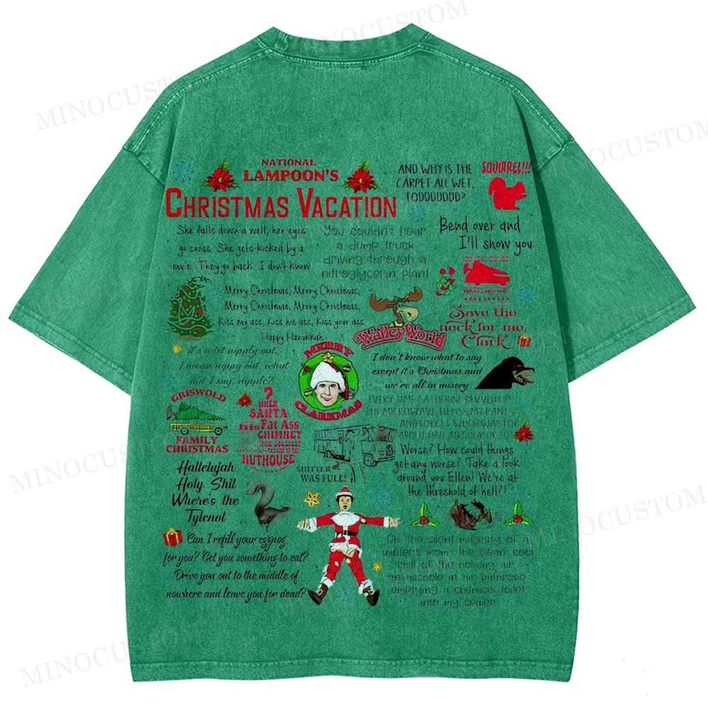National Lampoon's Christmas Vacation Holiday Comedy Retro Collage Graphic Washed T-Shirt 