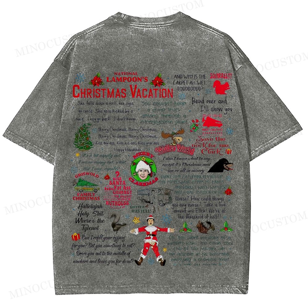 National Lampoon's Christmas Vacation Holiday Comedy Retro Collage Graphic Washed T-Shirt 