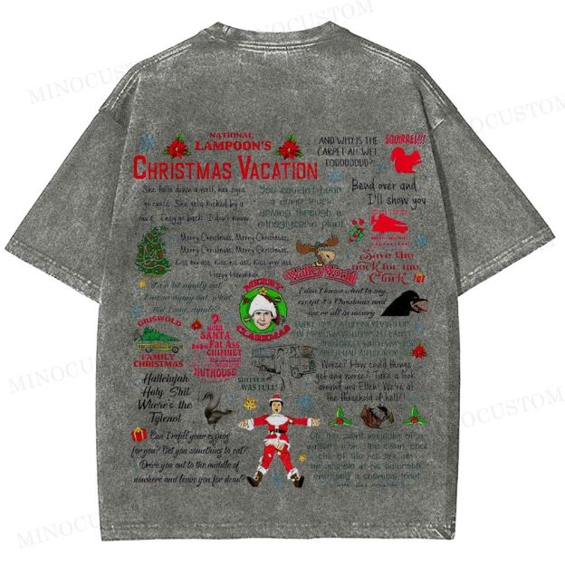 National Lampoon's Christmas Vacation Holiday Comedy Retro Collage Graphic Washed T-Shirt 