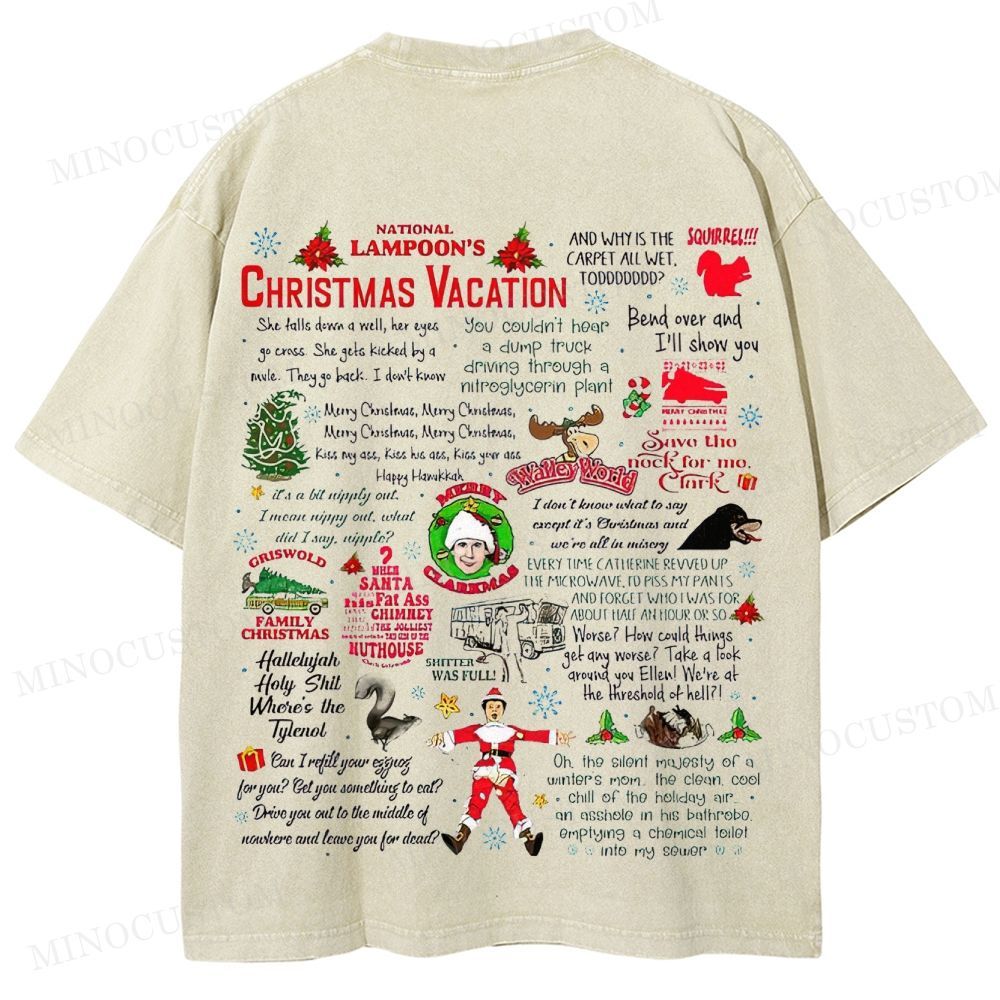National Lampoon's Christmas Vacation Holiday Comedy Retro Collage Graphic Washed T-Shirt 
