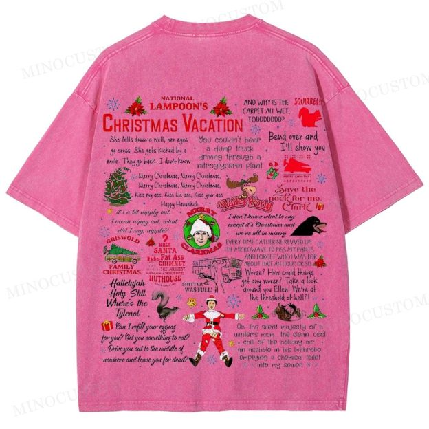 National Lampoon's Christmas Vacation Holiday Comedy Retro Collage Graphic Washed T-Shirt 