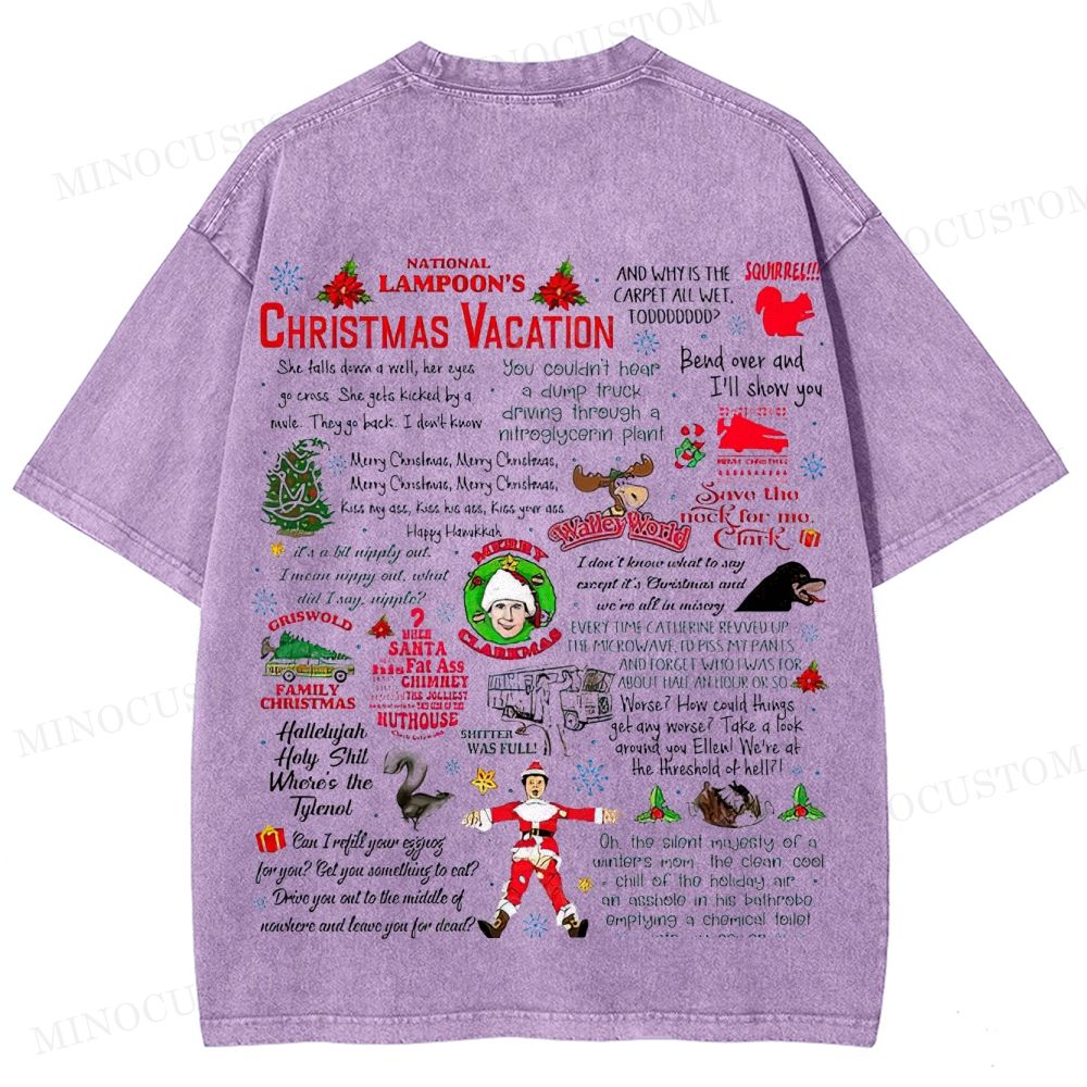 National Lampoon's Christmas Vacation Holiday Comedy Retro Collage Graphic Washed T-Shirt 