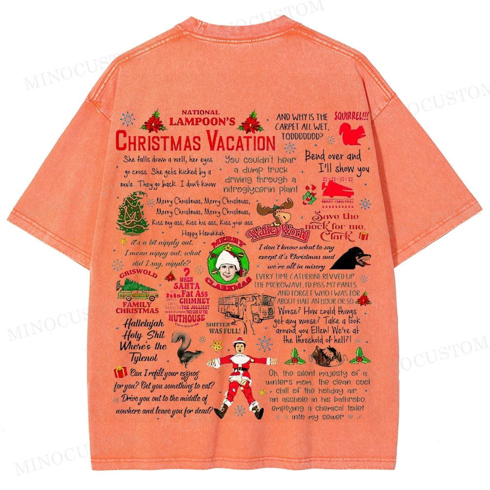 National Lampoon's Christmas Vacation Holiday Comedy Retro Collage Graphic Washed T-Shirt 
