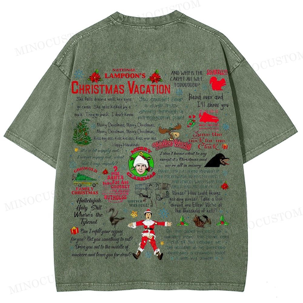 National Lampoon's Christmas Vacation Holiday Comedy Retro Collage Graphic Washed T-Shirt 